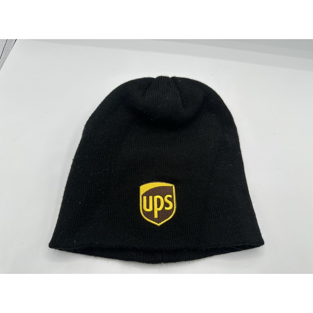 United Parcel Service Winter Beanie Adult Black‎ Hat UPS Logo Embroidered OSFM